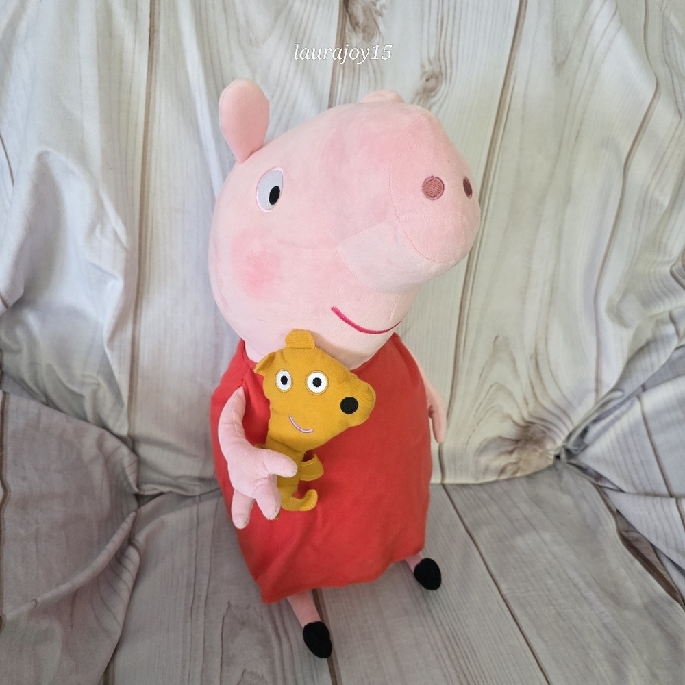 TY Jumbo Peppa Pig With Teddy Bear Plush Stuffed Toy 16 Inch 2018